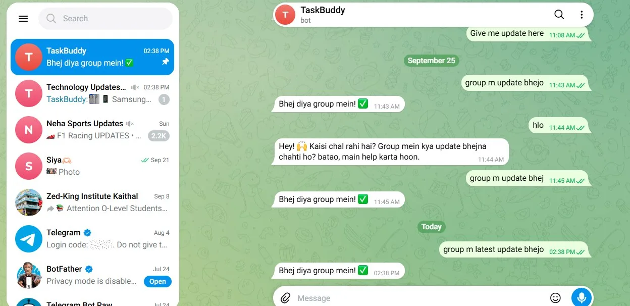 Telegram Bot screenshot 1